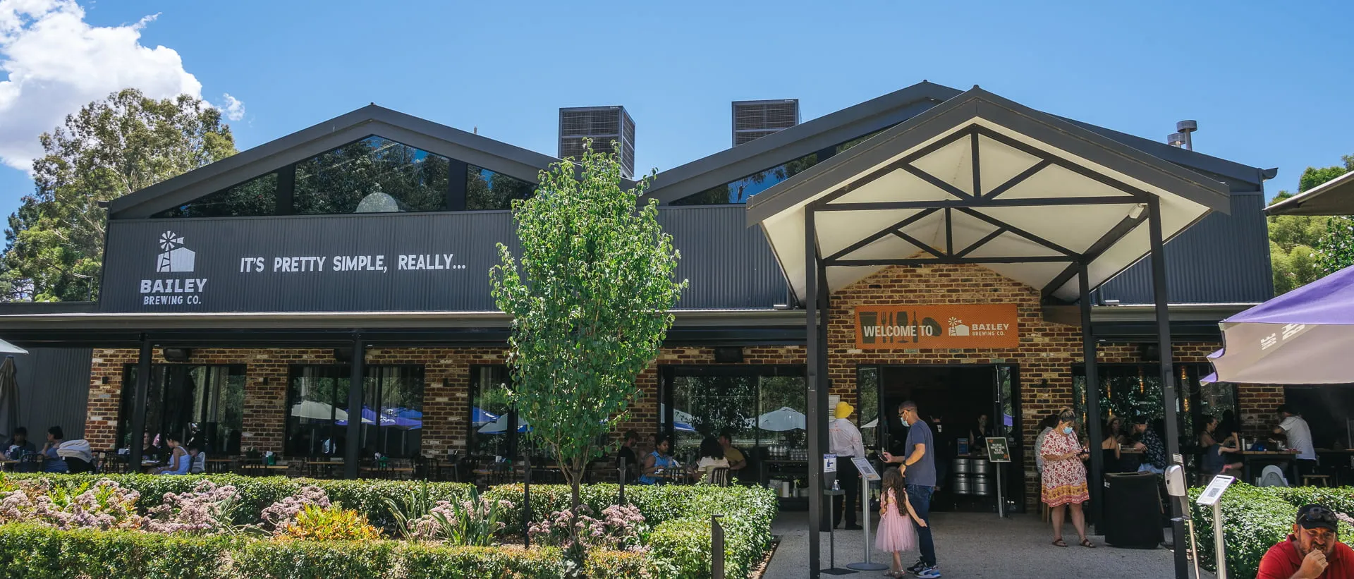 The gardens and outdoor dining area at Bailey Brewing Co in the Swan Valley.