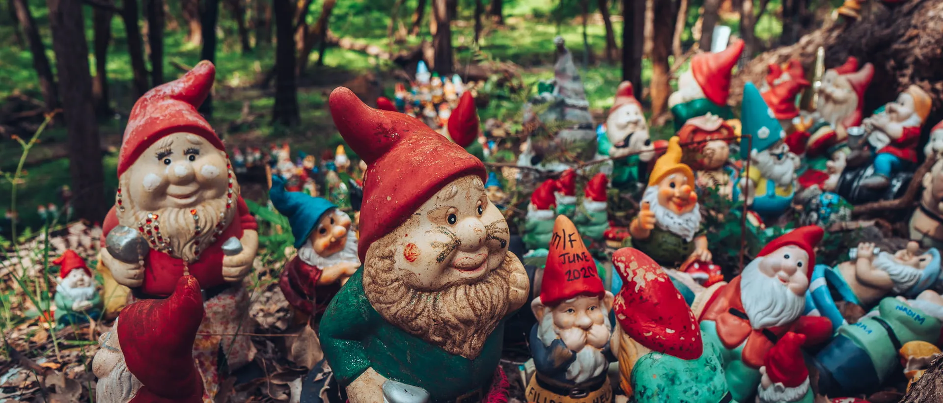 Hundreds of garden gnomes gathered at Gnomesville in the Ferguson Valley, Western Australia.